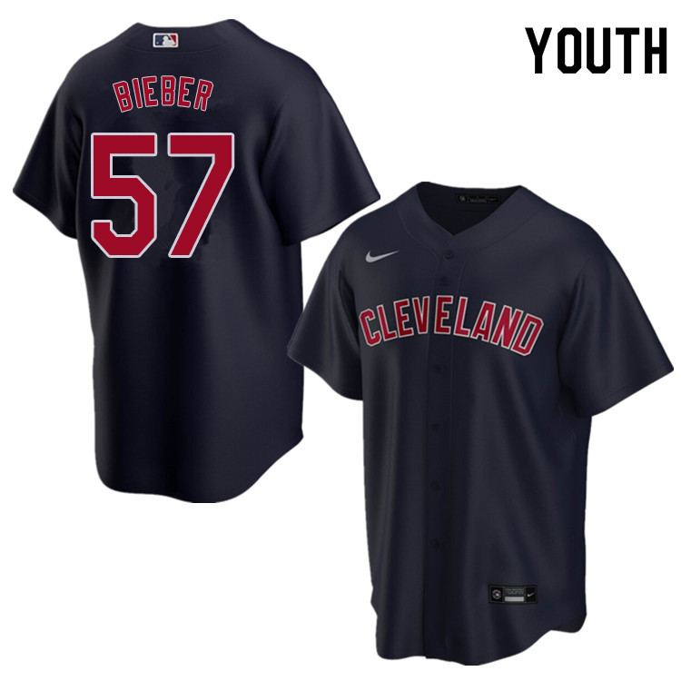 Nike Youth #57 Shane Bieber Cleveland Indians Baseball Jerseys Sale-Navy